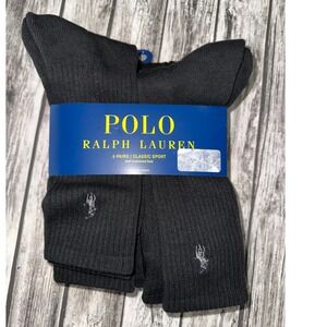 Polo Mens Ralph Lauren 6 Pair Crew Socks Classic Sport Half Cushioned  Sz 6-12.5